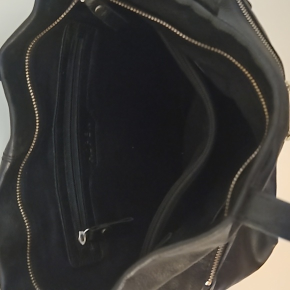 ASPEN Large Black Leather Satchel Crossbody Bag - Picture 10 of 16